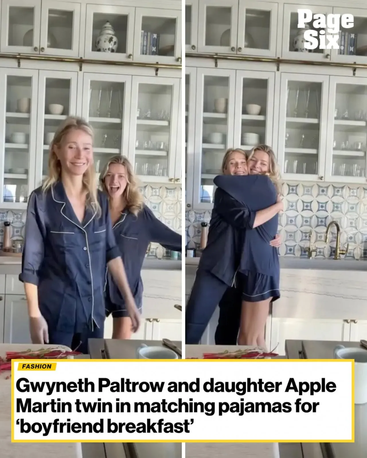 Gwyneth Paltrow and Daughter Apple Martin Share Matching Pajamas and 'Boyfriend Breakfast'
